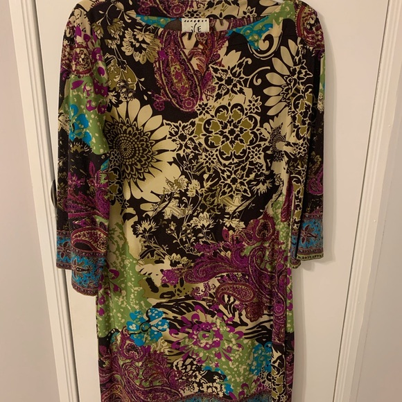 Ice Dresses & Skirts - Ice Red and Blue Sheath Dress V-neck 3/4 Sleeve